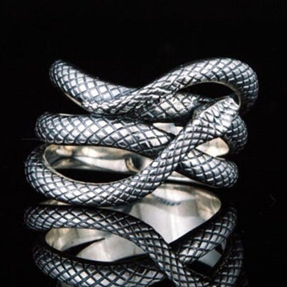 💥Trendy Multi Layer Snake Vintage Carved Silver Fashion Ring UNVN12123 - Picture 4 of 7